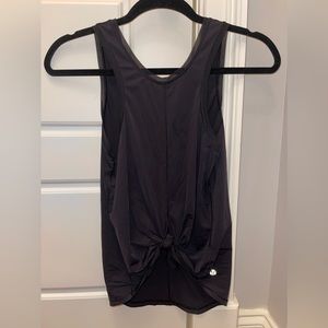 Lululemon Black Tie Knot Tank top Sz 4; black with mesh trim around edges